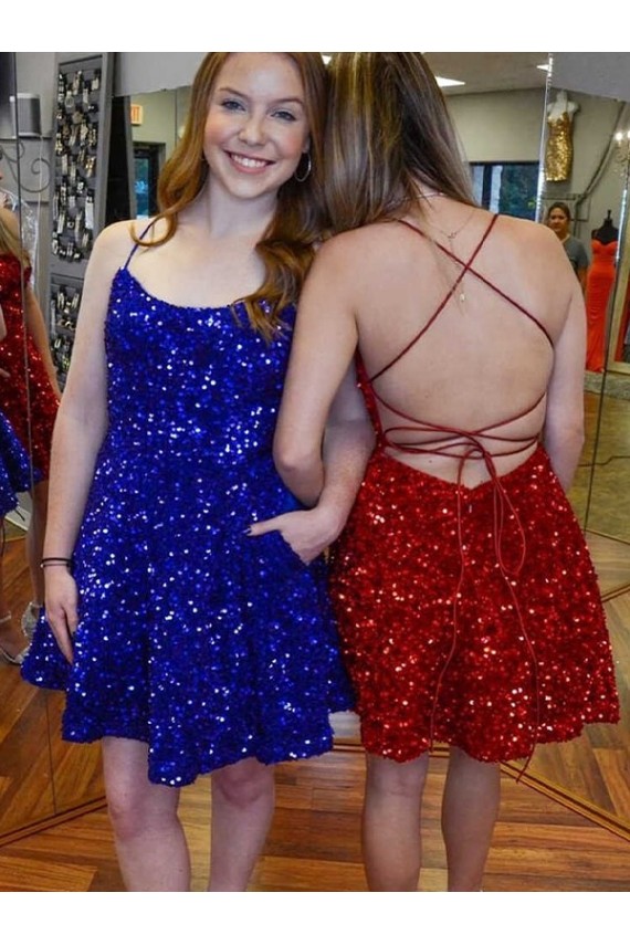 Wholesale Royal Blue A-Line Spaghetti Straps Short Prom Dress Canada