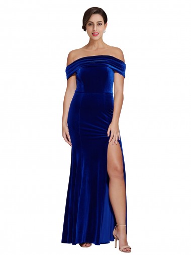 Wholesale Royal Blue Mermaid Off the Shoulder Long Prom Dress Canada
