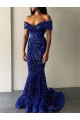 Wholesale Royal Blue Mermaid Off the Shoulder Sweep Train Prom Dress Canada