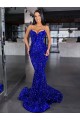 Wholesale Royal Blue Mermaid Spaghetti Straps Sweep Train Prom Dress Canada