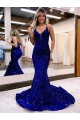 Wholesale Royal Blue Mermaid V-Neck Court Train Prom Dress Canada