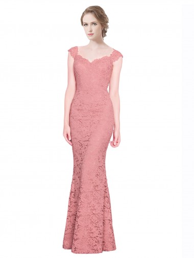 Wholesale Salmon Mermaid Sweetheart Long Lace Prom Dress Canada