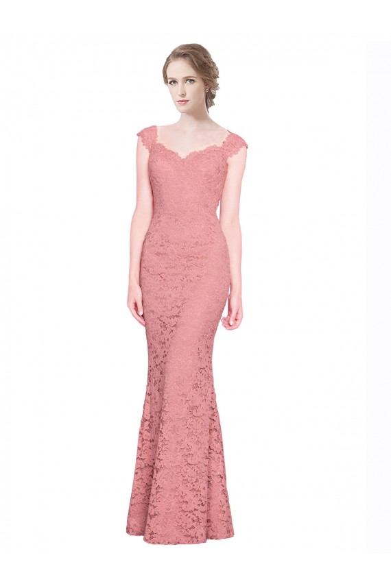Wholesale Salmon Mermaid Sweetheart Long Lace Prom Dress Canada