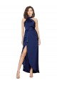 Wholesale Sapphire A-Line High Neck Long High Low Prom Dress Canada