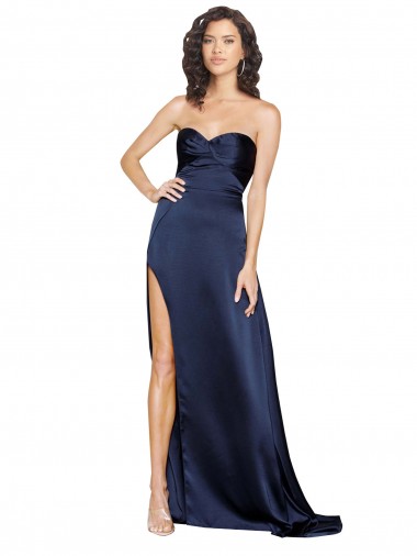 Wholesale Low Back Sapphire A-Line High Neck Long Prom Dress Canada