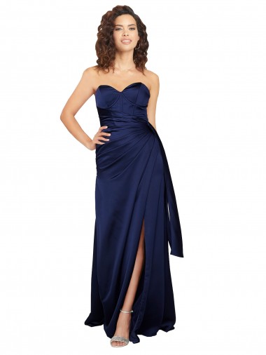 Wholesale Sapphire A-Line Strapless Long Prom Dress Canada