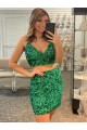 Wholesale Shamrock Green Sheath V-Neck Short Prom Dress Canada