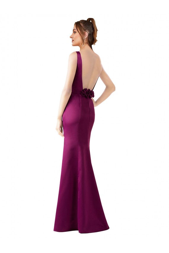 Wholesale Open Back Merlot Sheath Bateau Neck Long Black Tie Prom Dress Canada