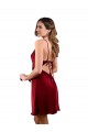 Wholesale Open Back Burgundy Sheath Cowl Neck Midi Length Prom Dress Canada