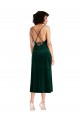 Wholesale Open Back Dark Green Sheath Cowl Neck Midi Length Black Tie Prom Dress Canada
