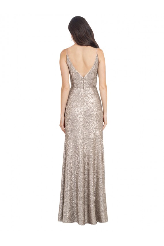Wholesale V-Back Silver Sheath High Neck Long Prom Dress Canada
