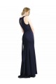Wholesale Keyhole Back Dark Navy Sheath High Neck Long Black Tie Prom Dress Canada