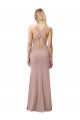 Wholesale Open Back Dusty Pink Sheath High Neck Long Prom Dress Canada