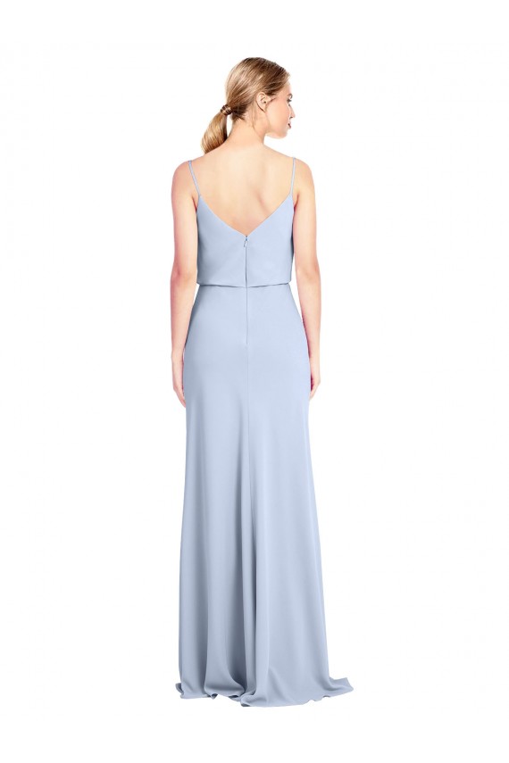 Wholesale V-Back Light Sky Blue Sheath High Neck Long Prom Dress Canada