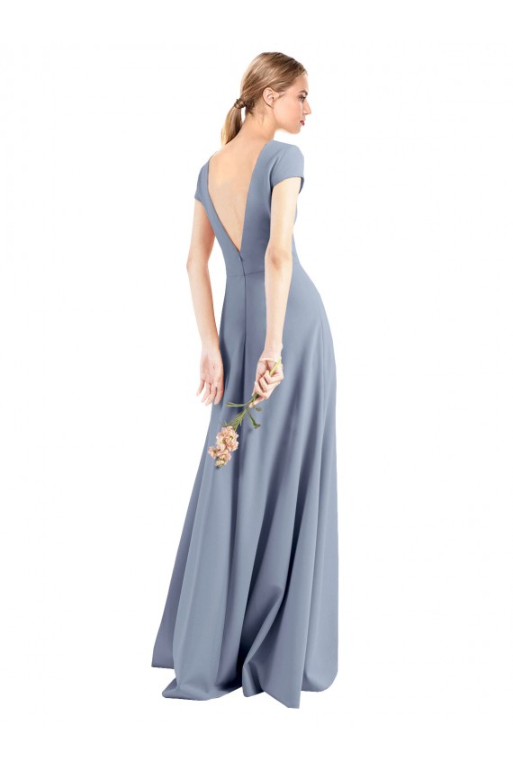 Wholesale Smoke Blue Sheath High Neck Long Prom Dress Canada