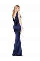 Wholesale Low Back Dark Navy Sheath High Neck Long Prom Dress Canada