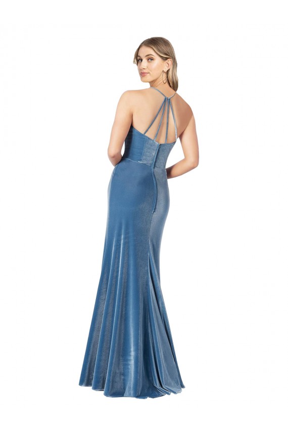 Wholesale Open Back Black Sheath Jewel Neck Long Prom Dress Canada