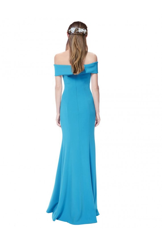 Wholesale Peacock Blue Sheath Off the Shoulder Long Prom Dress Canada