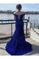 Wholesale Royal Blue Sheath Off the Shoulder Sweep Train Prom Dress Canada