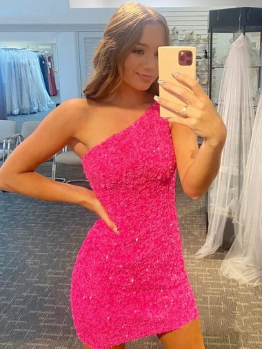 Wholesale Sheath One Shoulder Short Evening Gown Canada