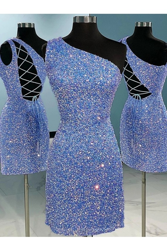 Wholesale Sheath One Shoulder Short Velvet Sequin Evening Prom Dress Canada