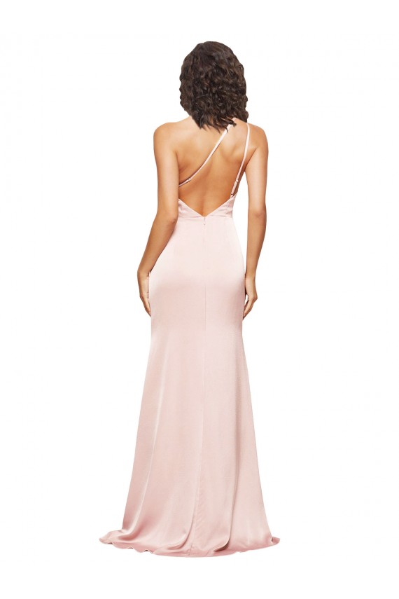 Wholesale Low Back Pink Sheath One Shoulder Long Prom Dress Canada