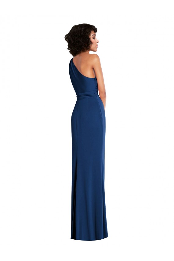 Wholesale Royal Blue Sheath One Shoulder Long Prom Dress Canada