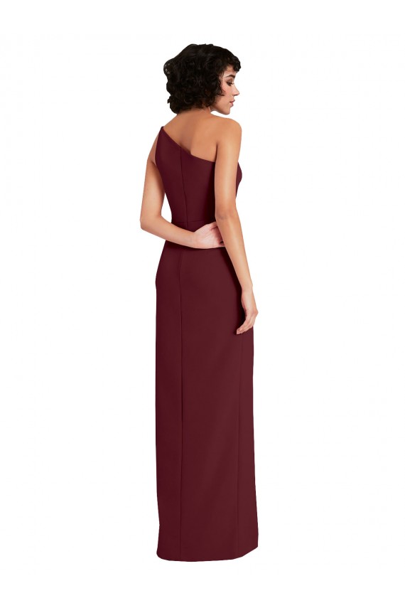 Wholesale Burgundy Gold Sheath One Shoulder Long Prom Dress Canada