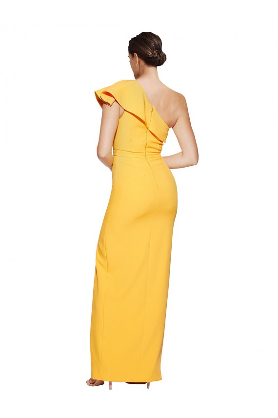 Wholesale Saffron Sheath One Shoulder Long Prom Dress Canada