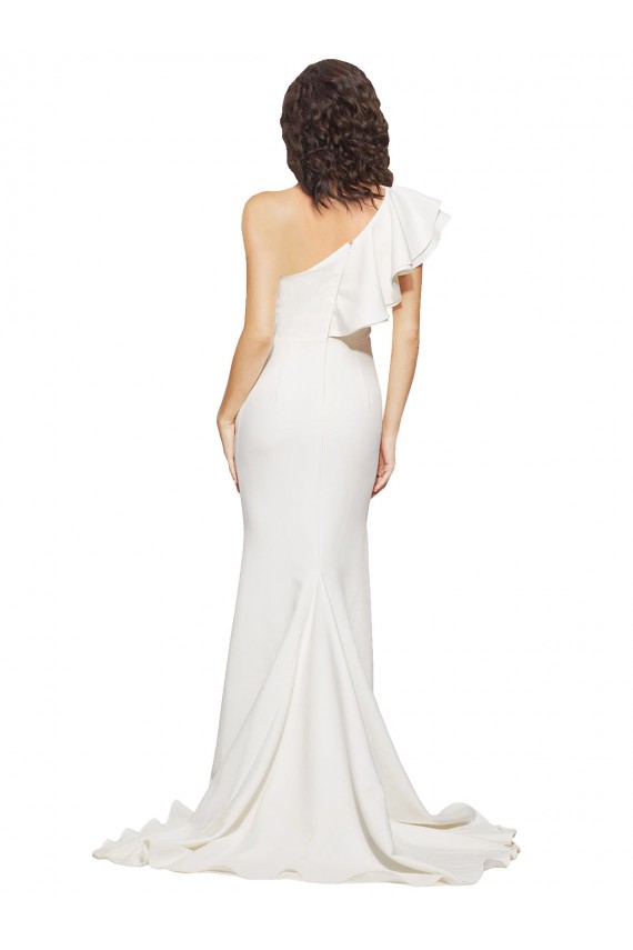 Wholesale Ivory Sheath One Shoulder Sweep Train Stretch Crepe Prom Dress Canada