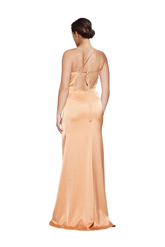 Wholesale Open Back Light Copper Sheath One Shoulder Long Prom Dress Canada