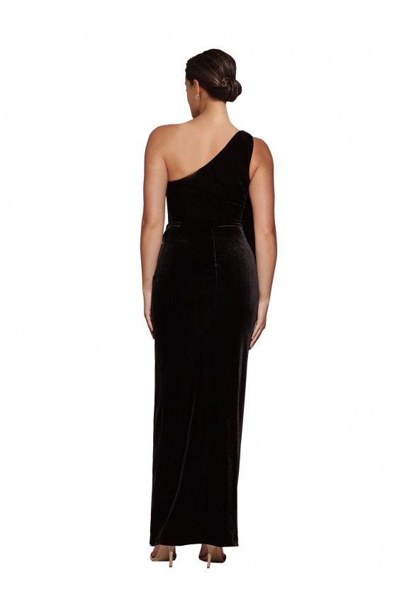 Wholesale Black Sheath One Shoulder Long Prom Dress Canada