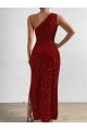 Wholesale Red Sheath One Shoulder Long Prom Dress Canada