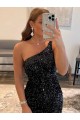 Wholesale Black Sheath One Shoulder Short Prom Dress Canada