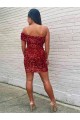 Wholesale Burgundy Sheath One Shoulder Short Prom Dress Canada