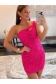 Wholesale Fuchsia Sheath One Shoulder Short Prom Dresses Canada