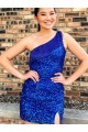 Wholesale One Shoulder Royal Blue Sheath Short Homecoming Dress Canada