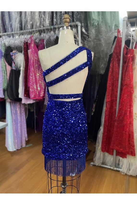 Wholesale Royal Blue Sheath One Shoulder Short Homecoming Dress Canada
