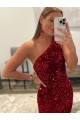 Wholesale Pink Sheath One Shoulder Sweep Train Prom Dress Canada