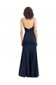 Wholesale Low Back Dark Navy Sheath Scoop Neck Long Prom Dress Canada