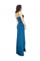 Wholesale Low Back Peacock Blue Sheath Spaghetti Straps Long Prom Dress Canada