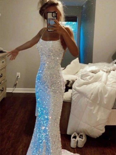 Wholesale Sheath Spaghetti Straps Sweep Train Prom Dress Canada