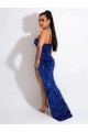 Wholesale Royal Blue Sheath Spaghetti Straps Sweep Train Prom Dress Canada