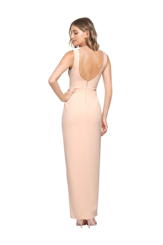 Wholesale Nude Sheath Square Neck Long Prom Dress Canada