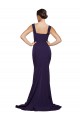 Wholesale Dark Navy Sheath Square Neck Sweep Train Prom Dress Canada