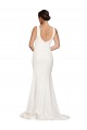 Wholesale Low Back Ivory Sheath Square Neck Sweep Train Prom Dress Canada