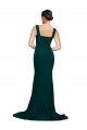 Wholesale Midnight Green Sheath Square Neck Sweep Train Prom Dress Canada