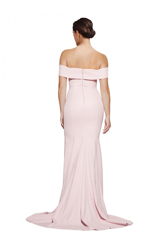 Wholesale Low Back Pink Sheath Square Neck Sweep Train Prom Dress Canada