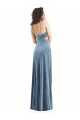 Wholesale Low Back Dusty Blue Sheath Square Neck Long Prom Dress Canada