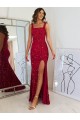 Wholesale Burgundy Sheath Square Neck Long Prom Dress Canada